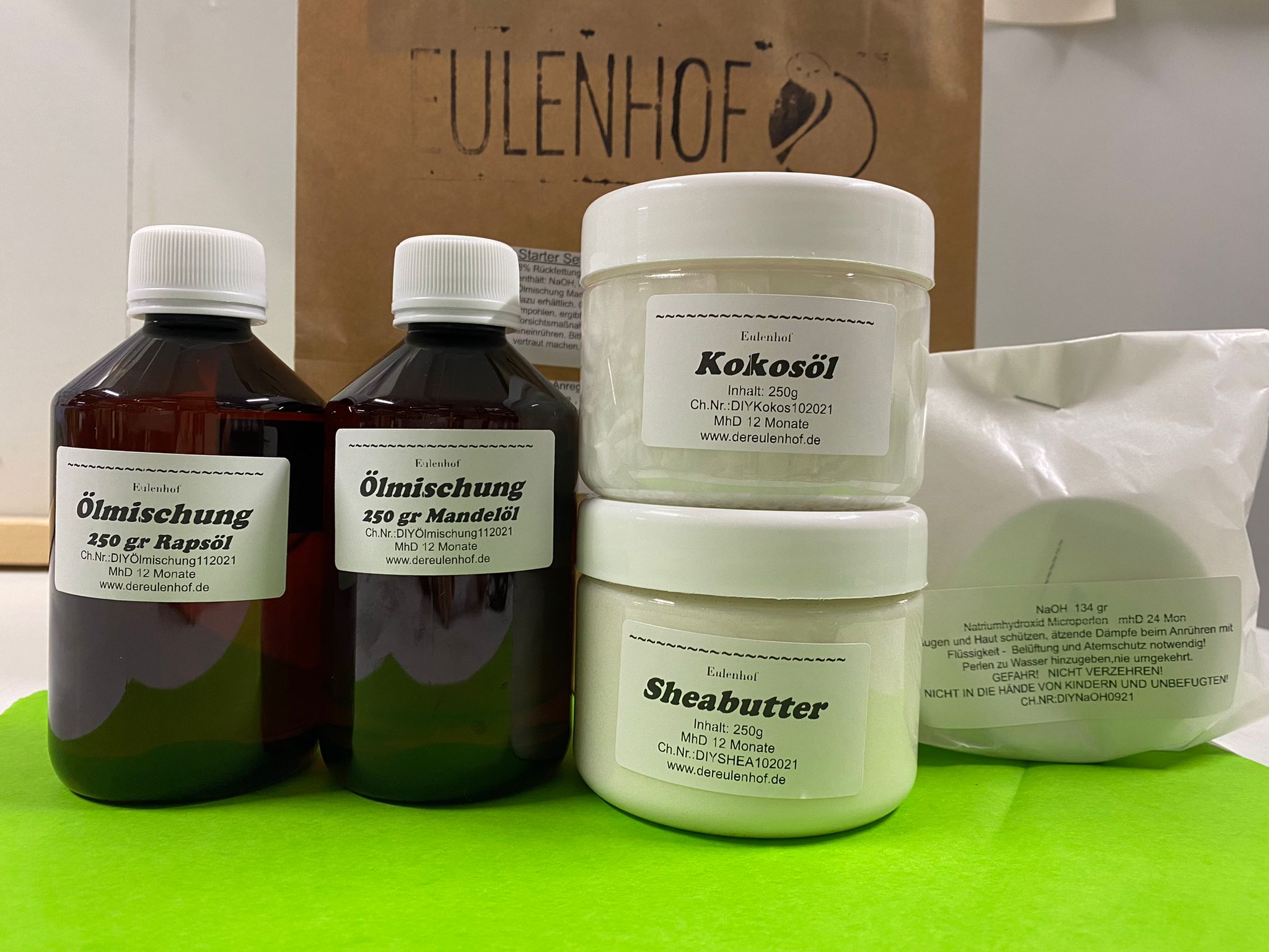 Seifenset Kaltrührverfahren grüner Tee Matcha DIY