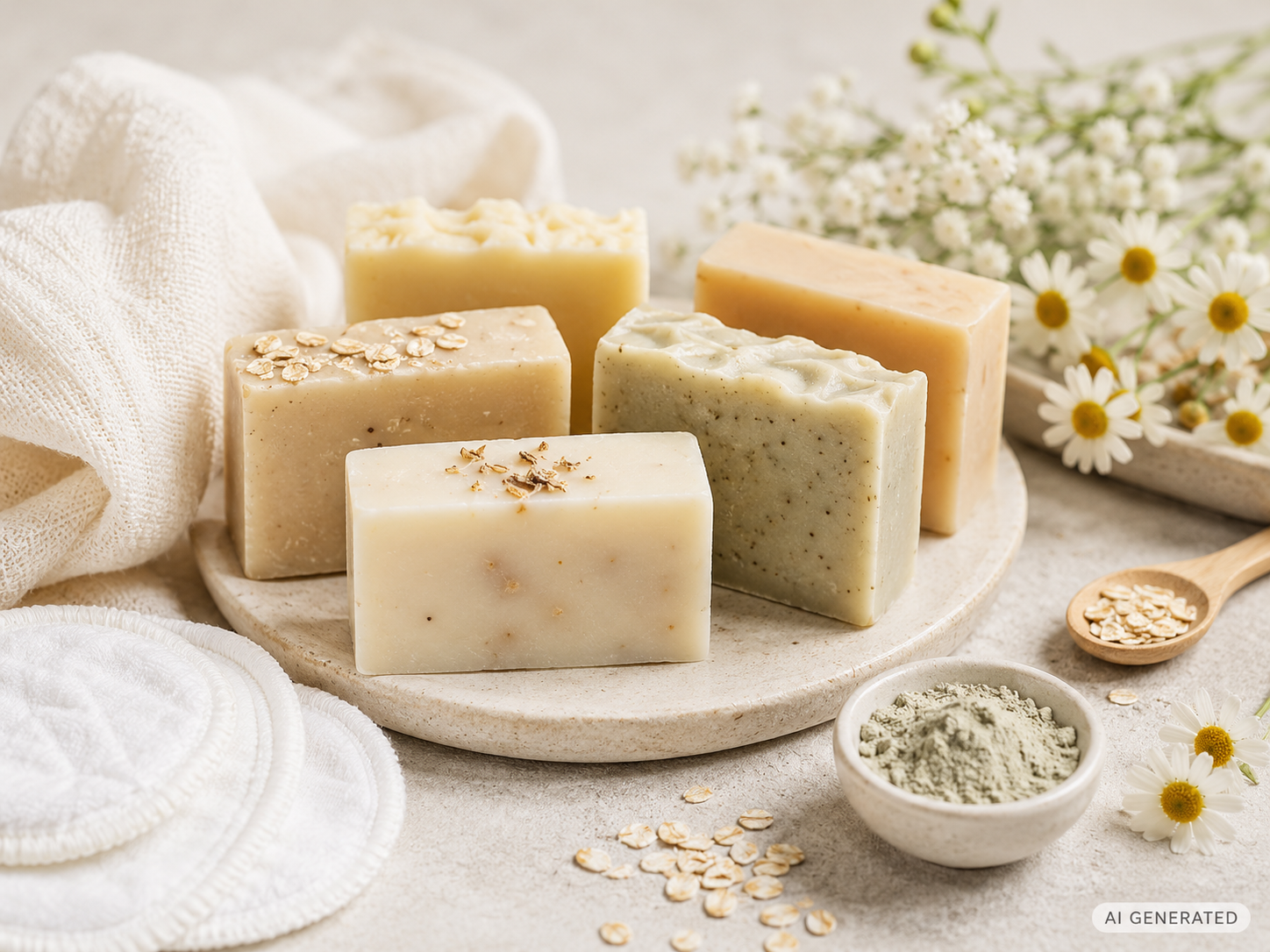 Handgefertigte Gesichtsseifen für Reinigung, Beauty-Routine und Make-up-Entfernung